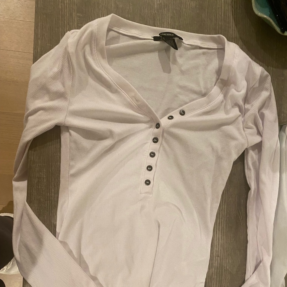 White button long sleeve body suit